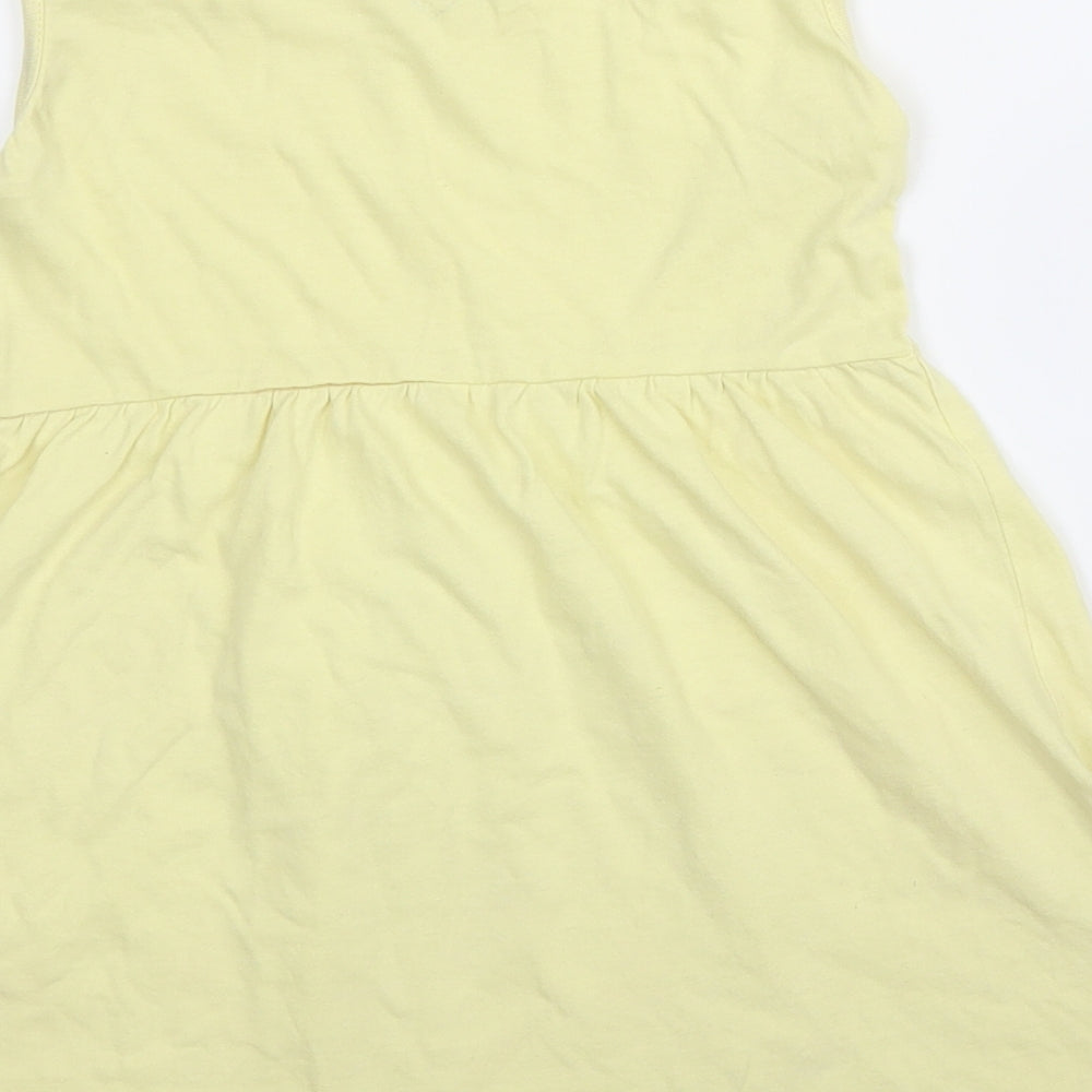 Micro Kitty Girls Yellow Cotton A-Line Size 2-3 Years Round Neck