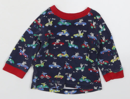 George Boys Blue Solid Cotton Cami Pyjama Top Size 6-9 Months Pullover - Racecars