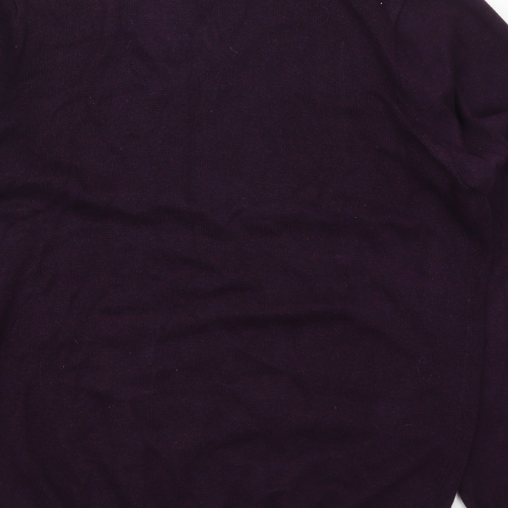 Marks and Spencer Mens Purple V-Neck Cotton Pullover Jumper Size M
