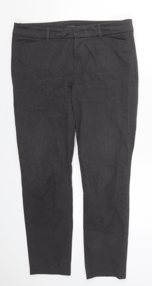 Additional front view of Old Navy women’s grey cotton trousers, size UK 10, 26-inch leg regular hook & eye