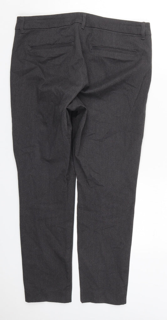 Old Navy Womens Grey Cotton Trousers Size 10 L26 in Regular Hook & Eye
