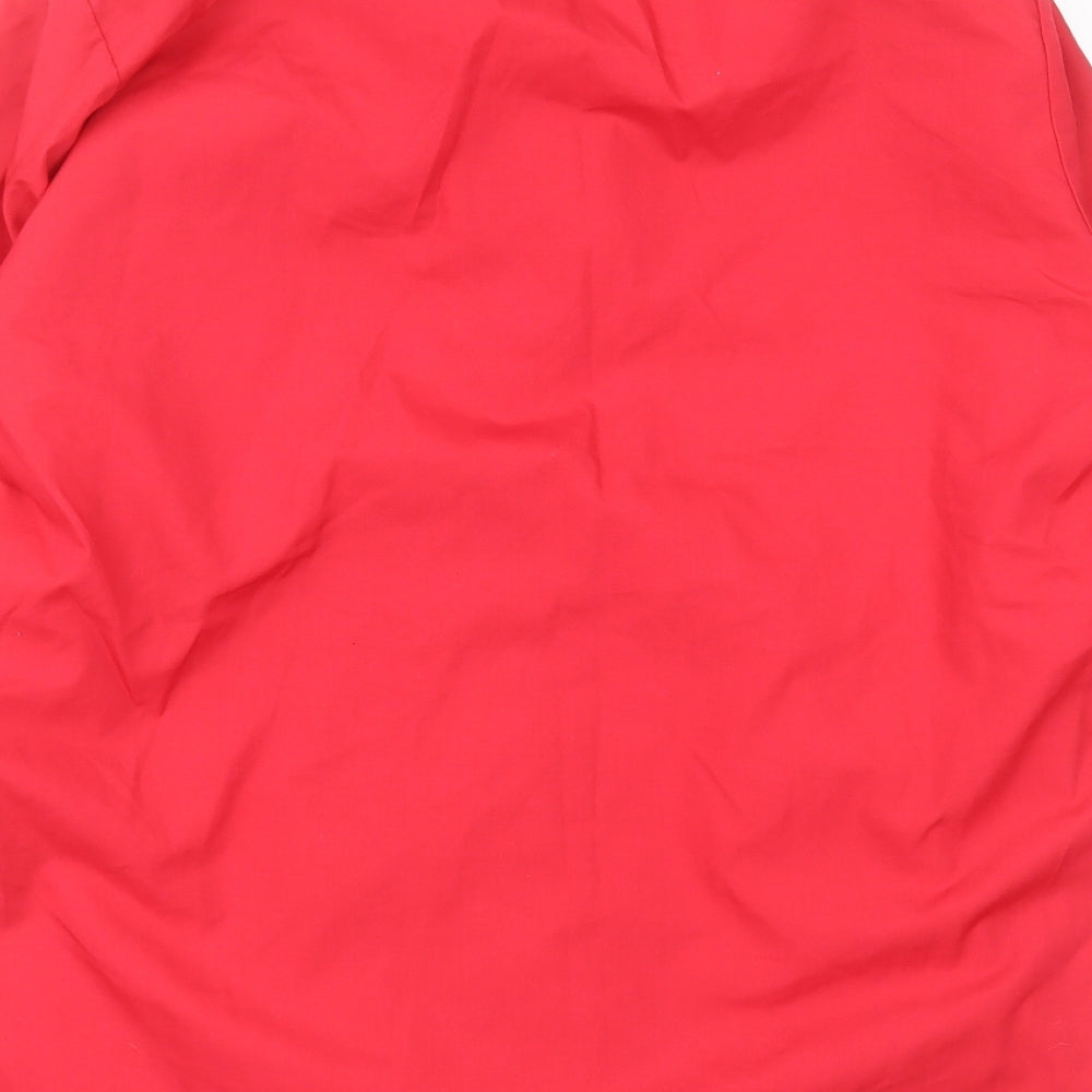 Mens UK Size 15 Banner Red Button-Up Long Sleeve Casual Shirt