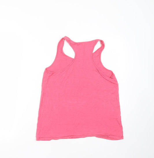 Marks and Spencer Womens Pink  Viscose Basic Tank Size 12 Round Neck