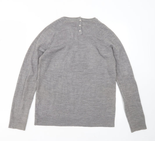 Primark Womens Grey Round Neck Acrylic Pullover Jumper Size 12