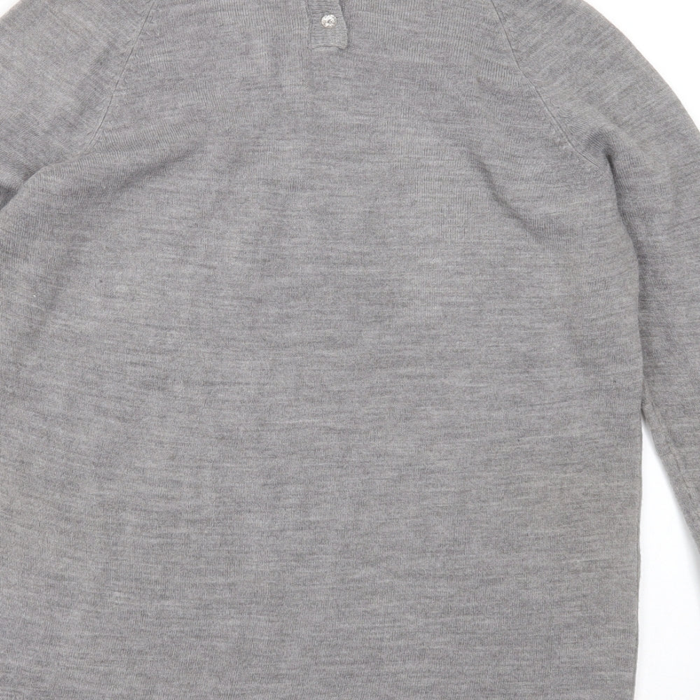 Primark Womens Grey Round Neck Acrylic Pullover Jumper Size 12