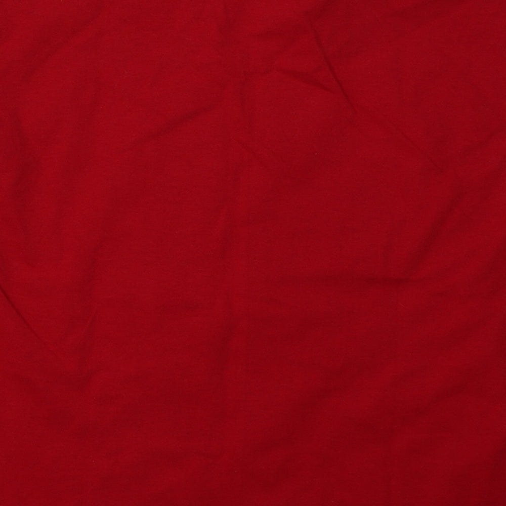 Hanes Girls Red Cotton Basic T-Shirt Size S Crew Neck Pullover - disney squad