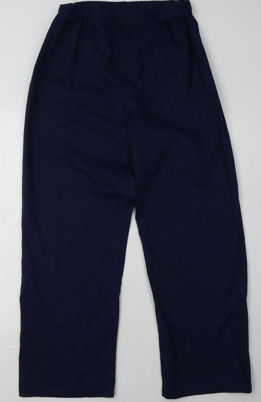 Additional front view of Alexandra men’s blue cotton trousers, size M, 30-inch leg regular