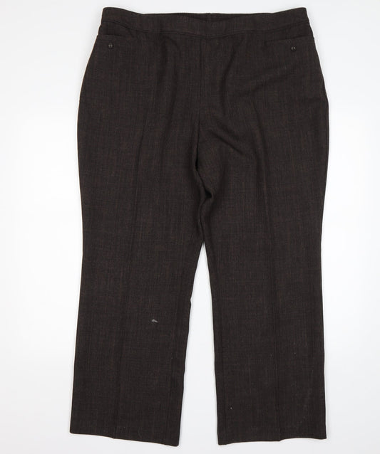 Additional front view of Marks & Spencer men’s brown polyester trousers, size 20, 28-inch leg regular