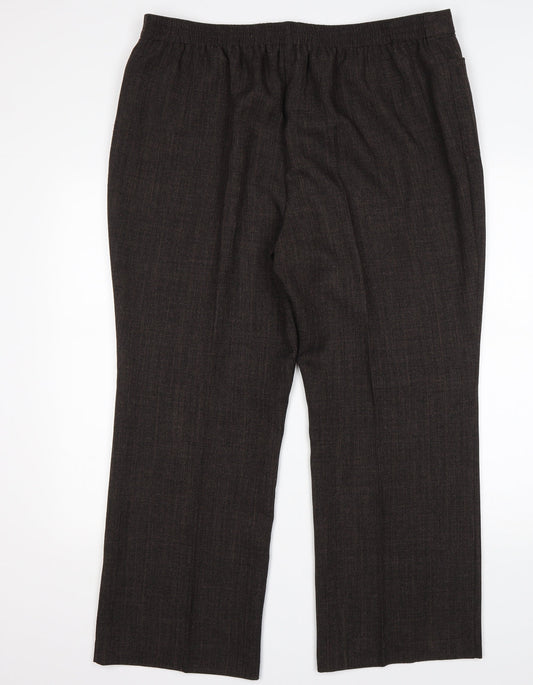 M&S Mens Brown Polyester Trousers Size 20 L28 in Regular