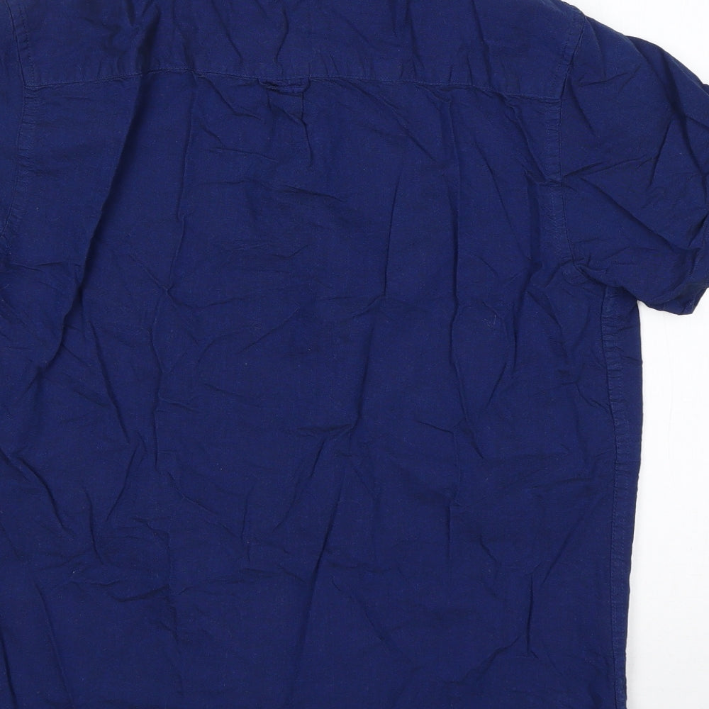 Primark Mens Blue Cotton Button-Up Size M Collared