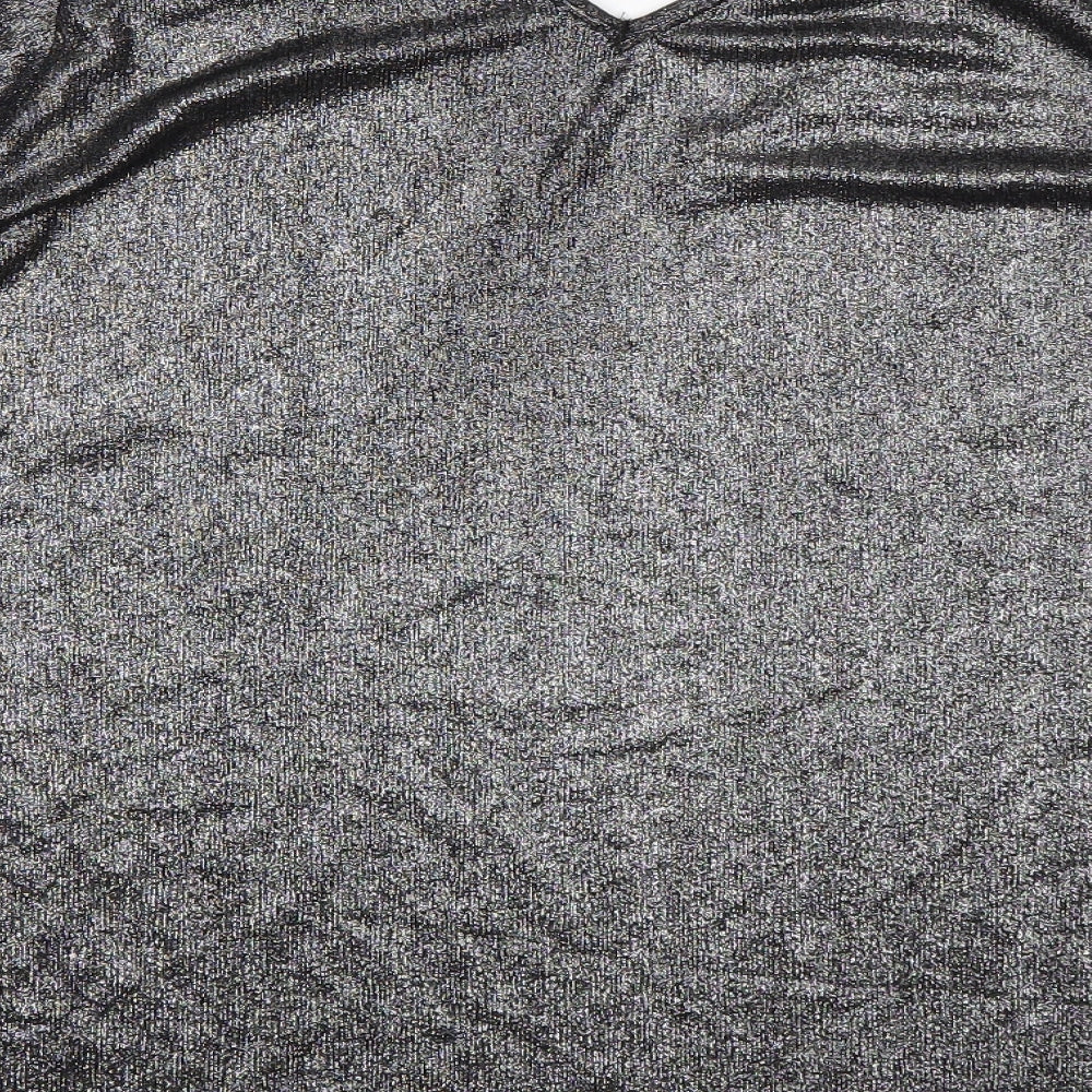 Papaya Womens Silver Polyester Basic Blouse Size 12 V-Neck