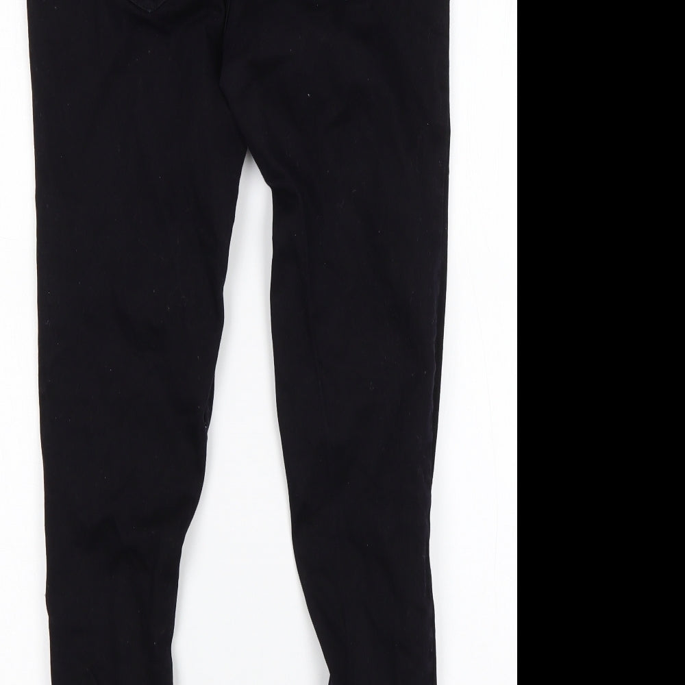 Brand and care label for New Look women’s black cotton jegging jeans, size UK 8, 28-inch leg regular