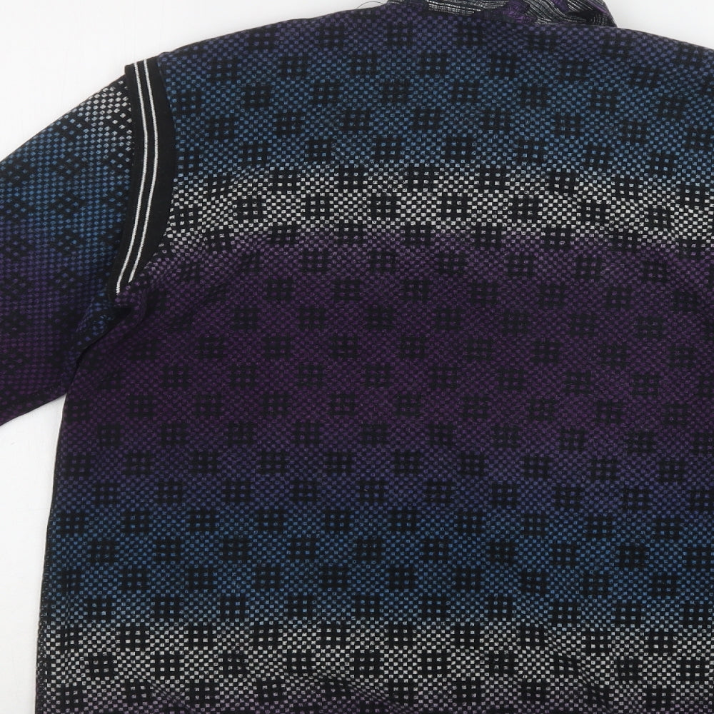 HJLRT Womens Multicoloured Collared Geometric Henley Jumper Size XL