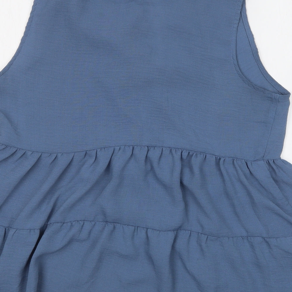 George Womens Blue Polyester Basic Blouse Size 12 V-Neck