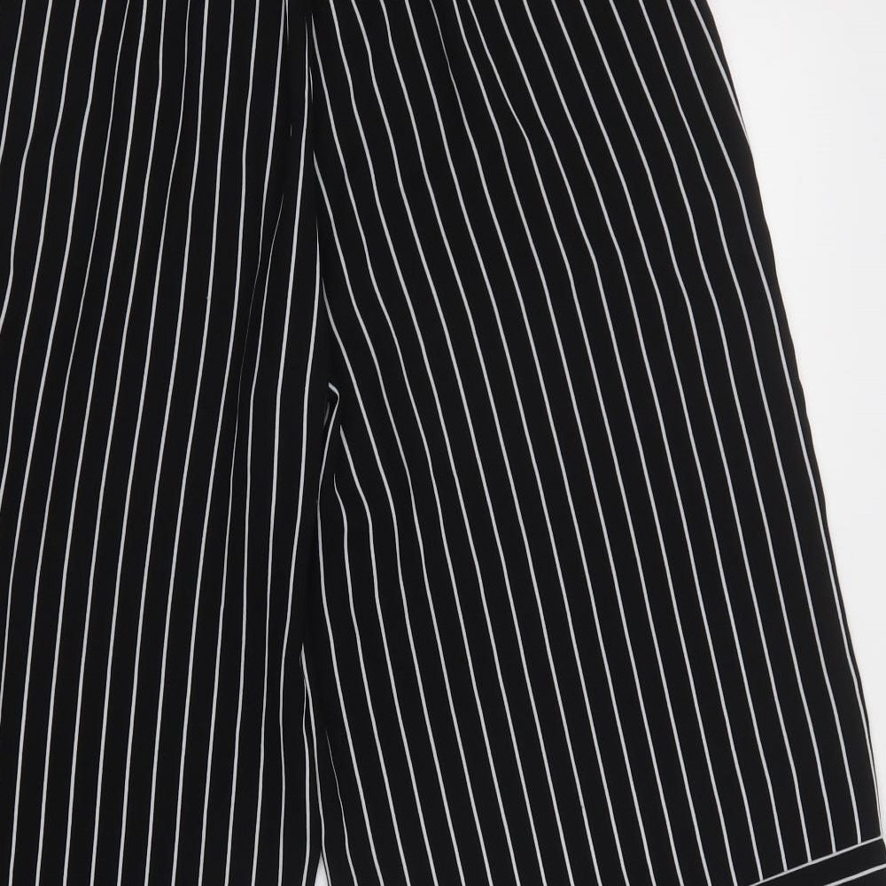 Stradivarius Womens Black Striped Cropped Trousers Size M L25 in Regular