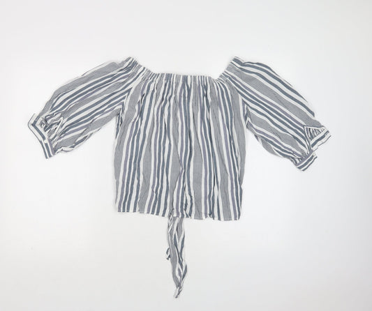 Womens UK Size 8 New Look Grey Basic Blouse