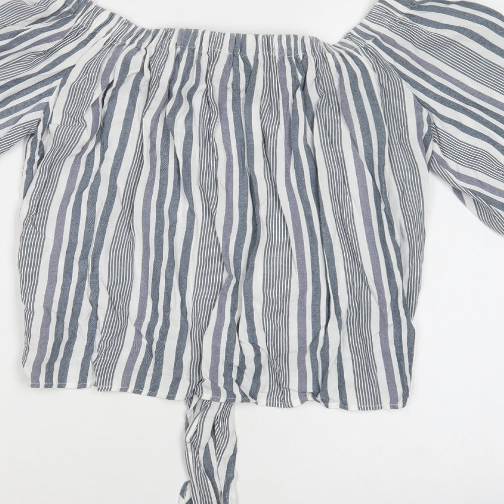 Womens UK Size 8 New Look Grey Basic Blouse