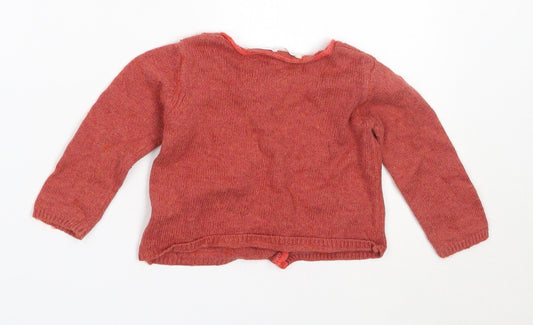 Zara Girls Red Cotton Cardigan Jumper Size 9-12 Months
