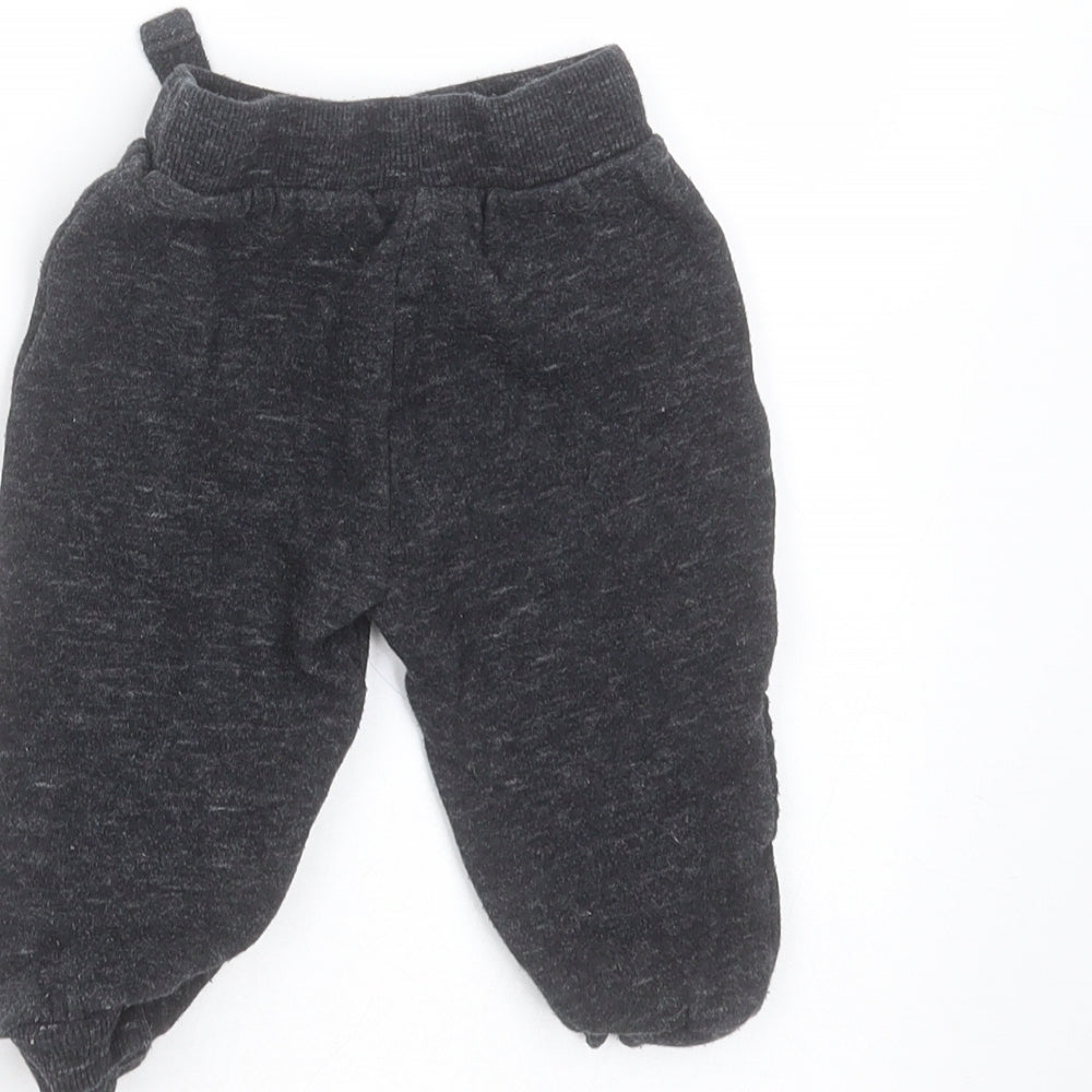 F&F Baby Grey Cotton Jogger Trousers Size 9-12 Months Drawstring
