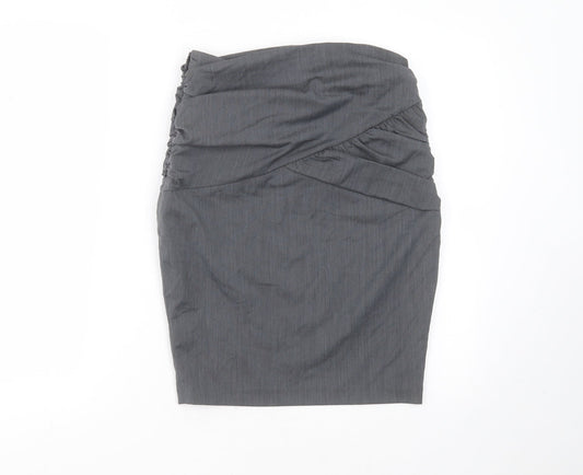 New Look Womens Grey Striped Polyester Straight & Pencil Skirt Size 8