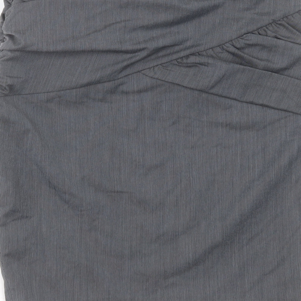 New Look Womens Grey Striped Polyester Straight & Pencil Skirt Size 8