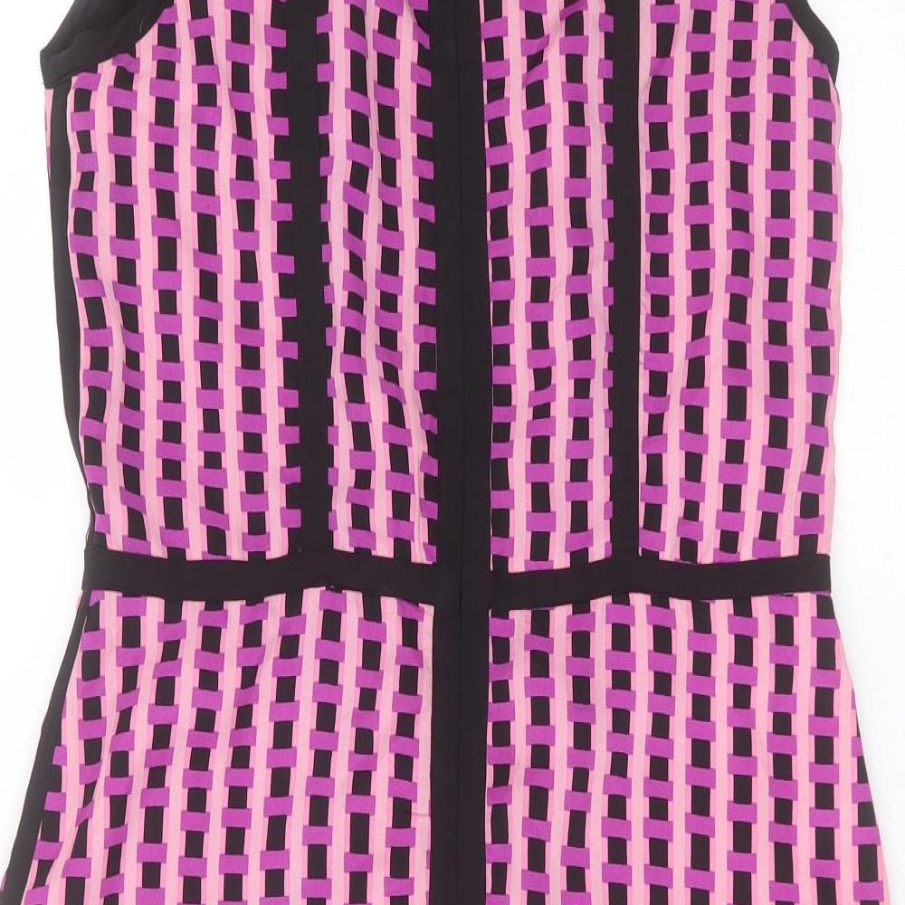 Awear Womens Purple Geometric Polyester Shift Size 10 Round Neck