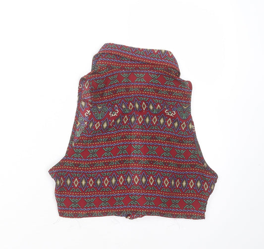 Glamorous Womens Multicoloured Geometric Polyester Cropped Blouse Size 10 Collared