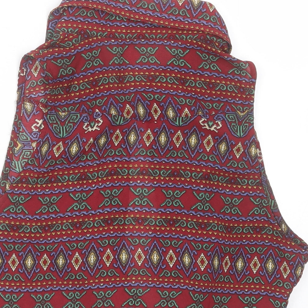 Glamorous Womens Multicoloured Geometric Polyester Cropped Blouse Size 10 Collared