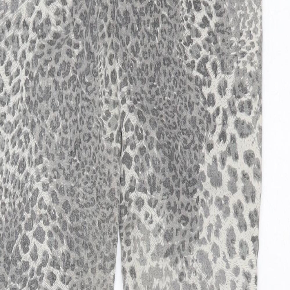 Brand and care label for George women’s grey animal print cotton skinny jeans, size UK 6, 32-inch leg extra-slim