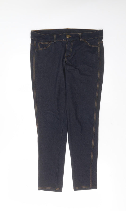 Additional front view of F&F women’s blue cotton jegging jeans, size UK 12, 29-inch leg extra-slim zip