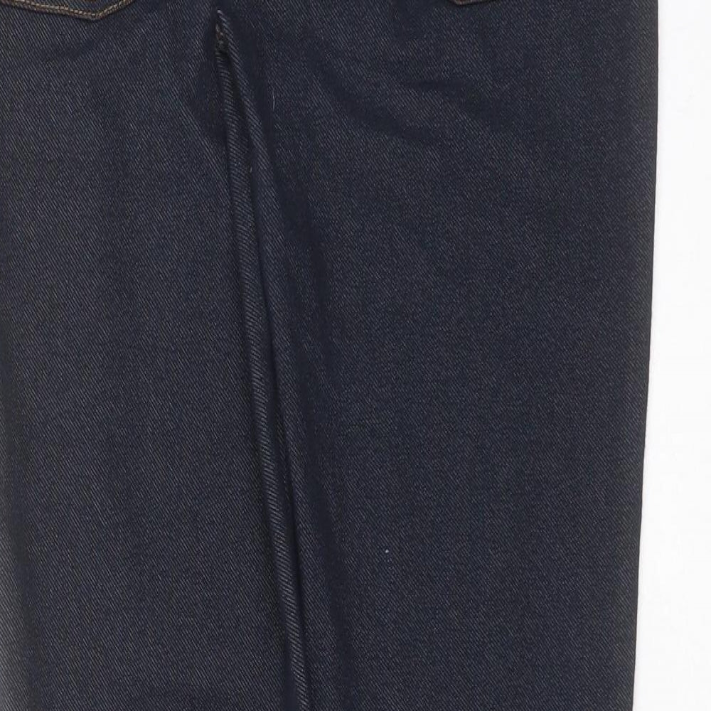 Brand and care label for F&F women’s blue cotton jegging jeans, size UK 12, 29-inch leg extra-slim zip