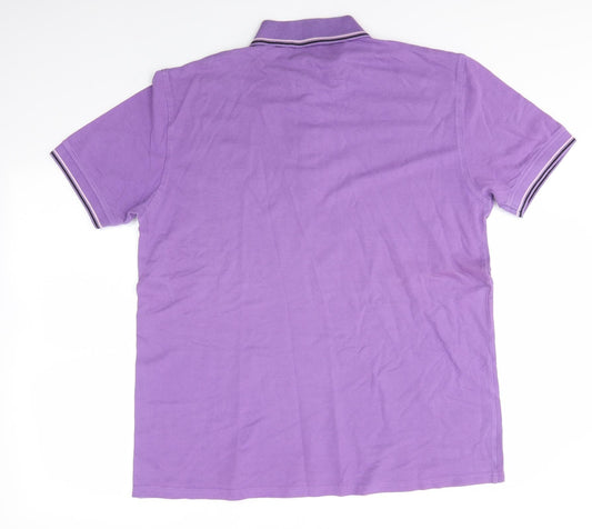 F&F Mens Purple 100% Cotton Polo Size L Collared