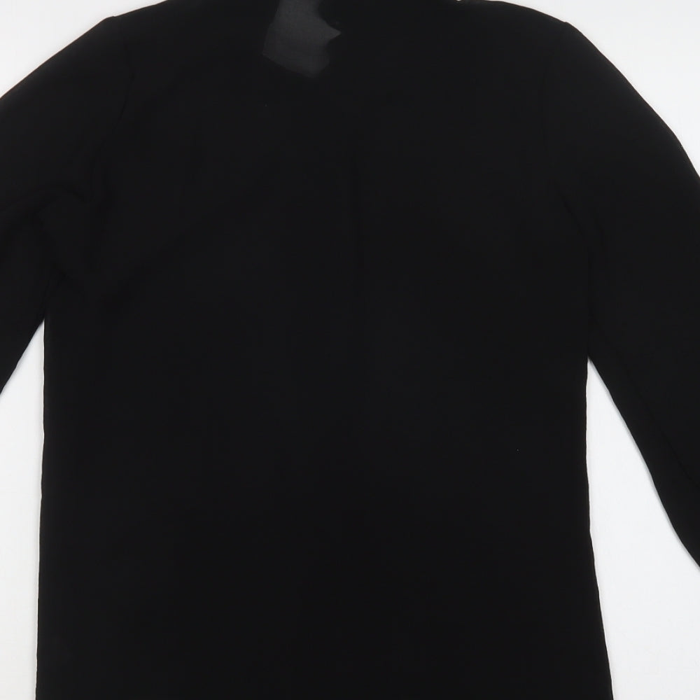 F&F Womens Black Polyester Basic Button-Up Size 6 Collared