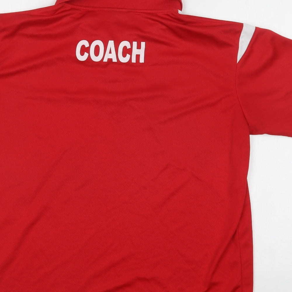 Pendle Mens Red Polyester Polo Size L Collared Button - FC Bluestar