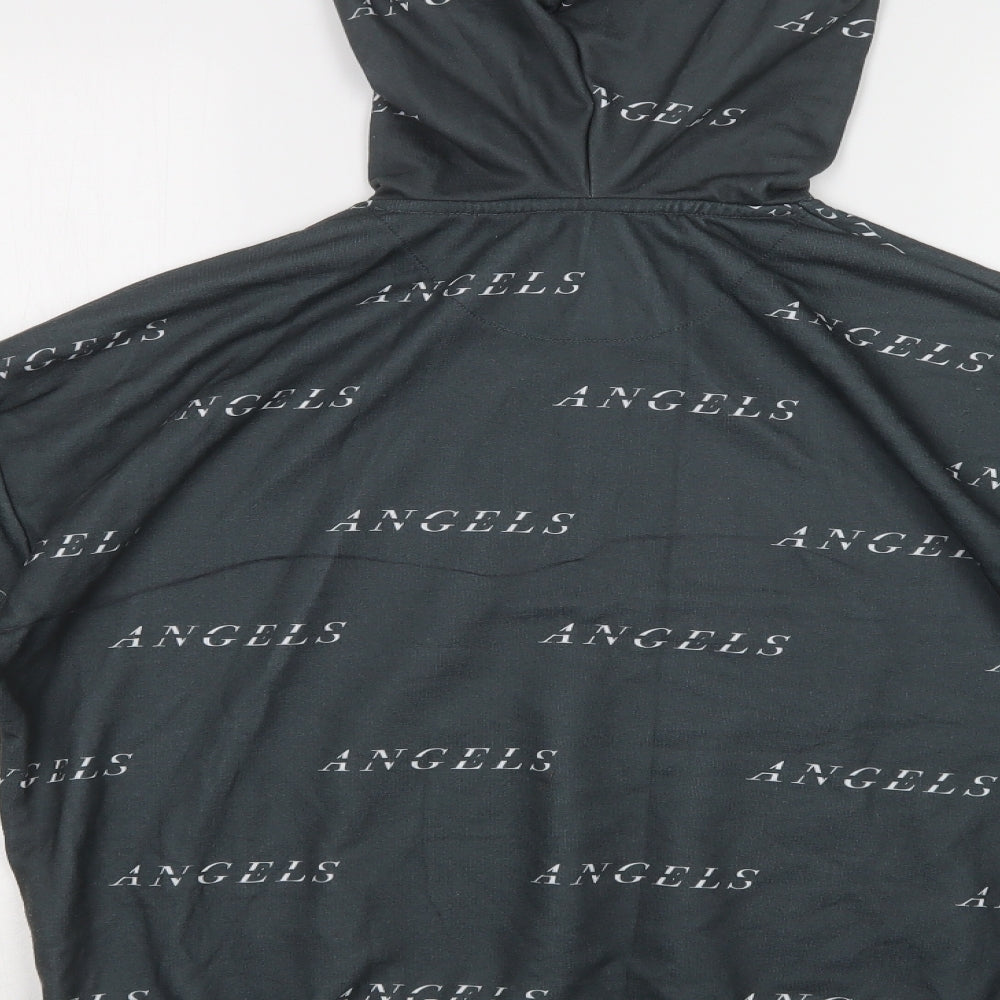 City of Angels Womens Grey Geometric Polyester Pullover Hoodie Size S
