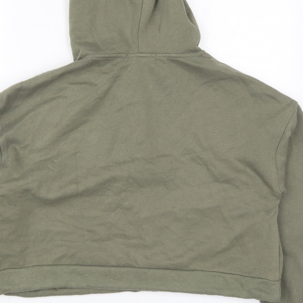 Brand and care label for Primark women’s green polyester pullover hoodie, size UK 6, pullover