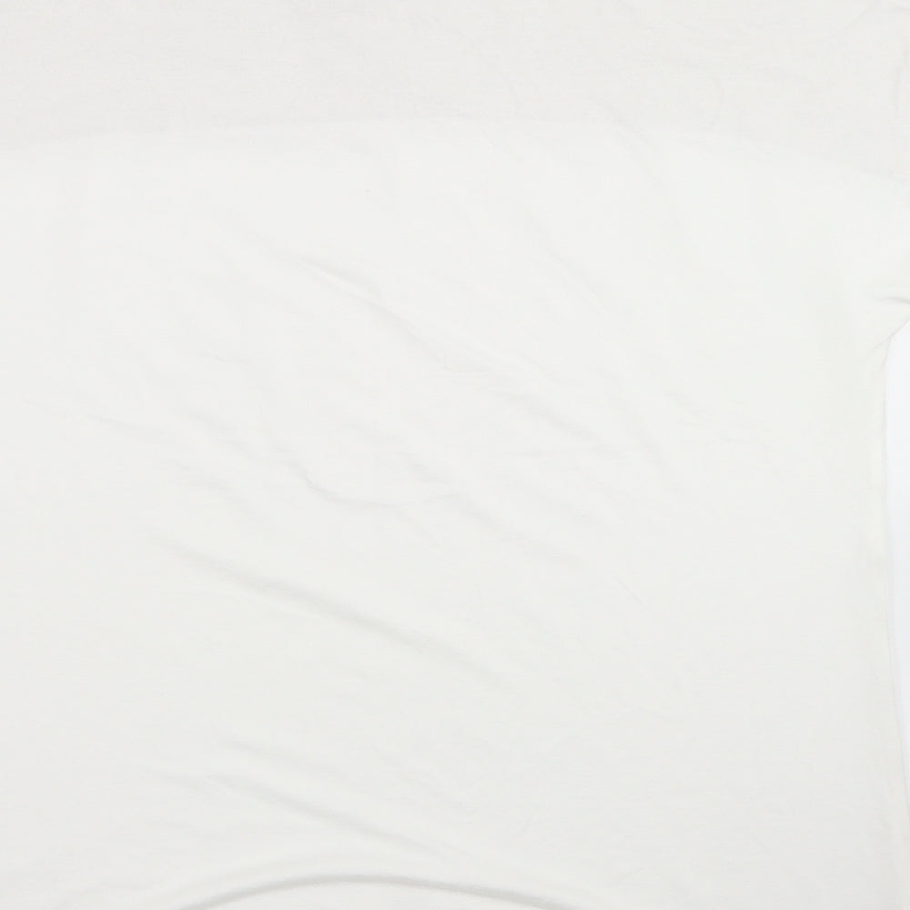 Nutmeg Womens Beige Colourblock Viscose Basic Blouse Size 16 Round Neck