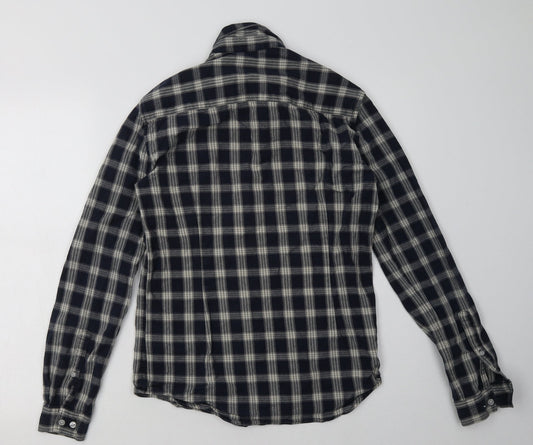 ASOS Mens Blue Check Cotton Button-Up Size M Collared Button
