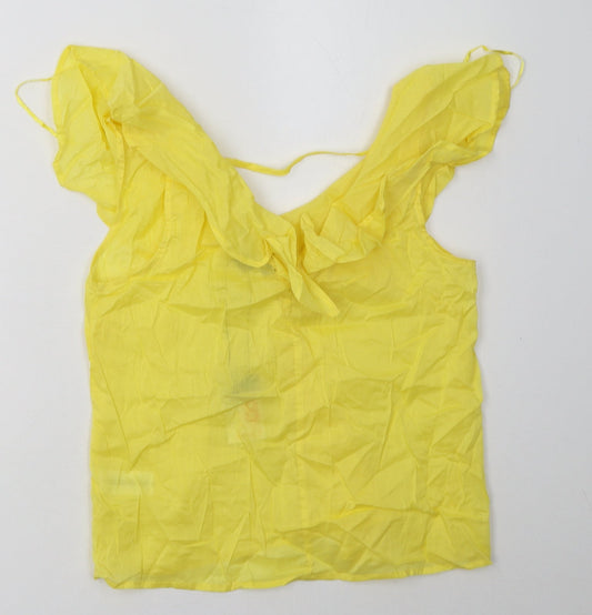 Primark Womens Yellow Cotton Basic Tank Size 8 V-Neck