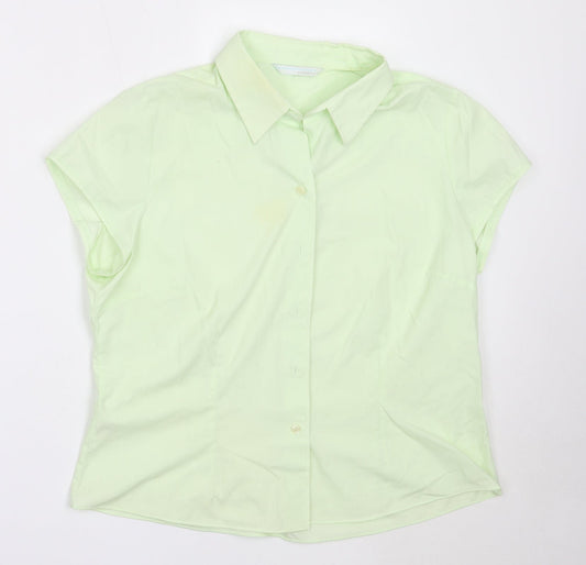Additional front view of AMARANTO women’s green polyester basic button-up, size UK 18, collared
