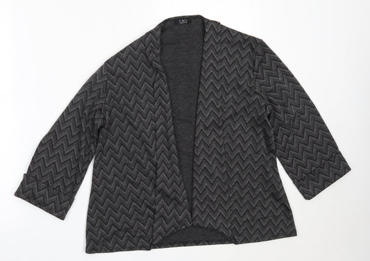 Additional front view of CMD women’s grey round neck polyester cardigan jumper, size M