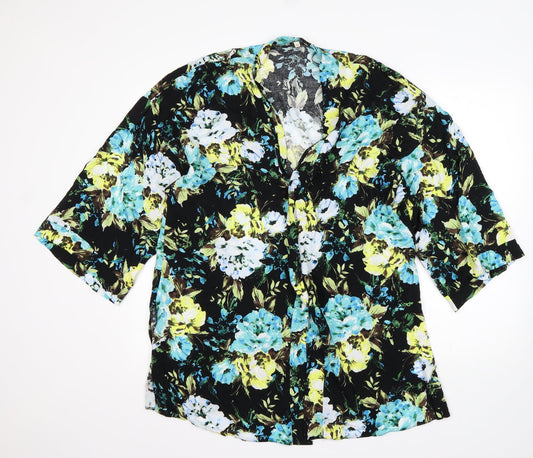 Womens UK Size 16 Papaya Multicoloured Wrap Blouse