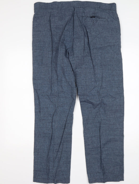 Peacocks Mens Blue Cotton Trousers Size 38 L30 in Regular