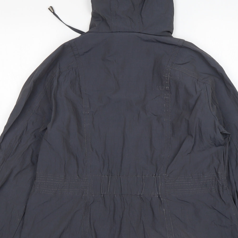 Brand and care label for Debenhams women’s grey parka coat, size UK 12