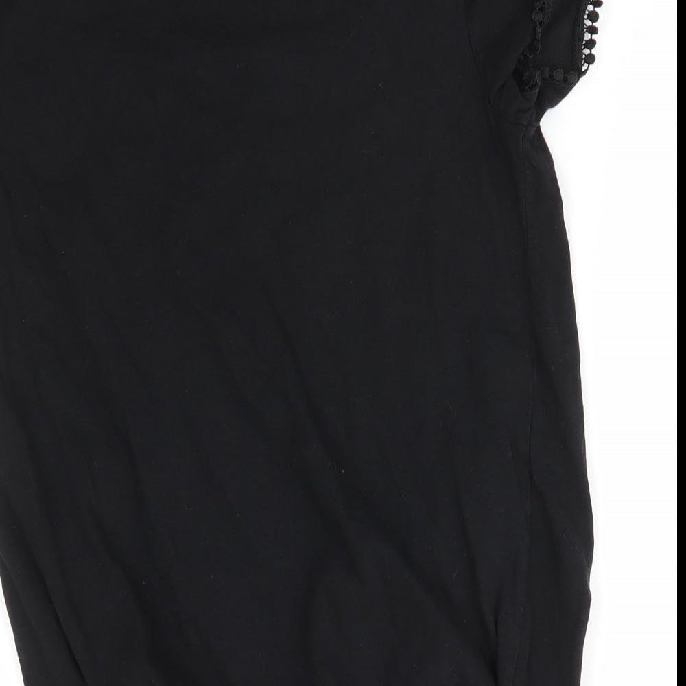 George Womens Black 100% Cotton Basic Blouse Size 8 Round Neck