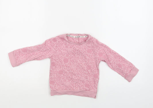 Mothercare Baby Pink Animal Print Cotton Pullover Jumper Size 12-18 Months Snap