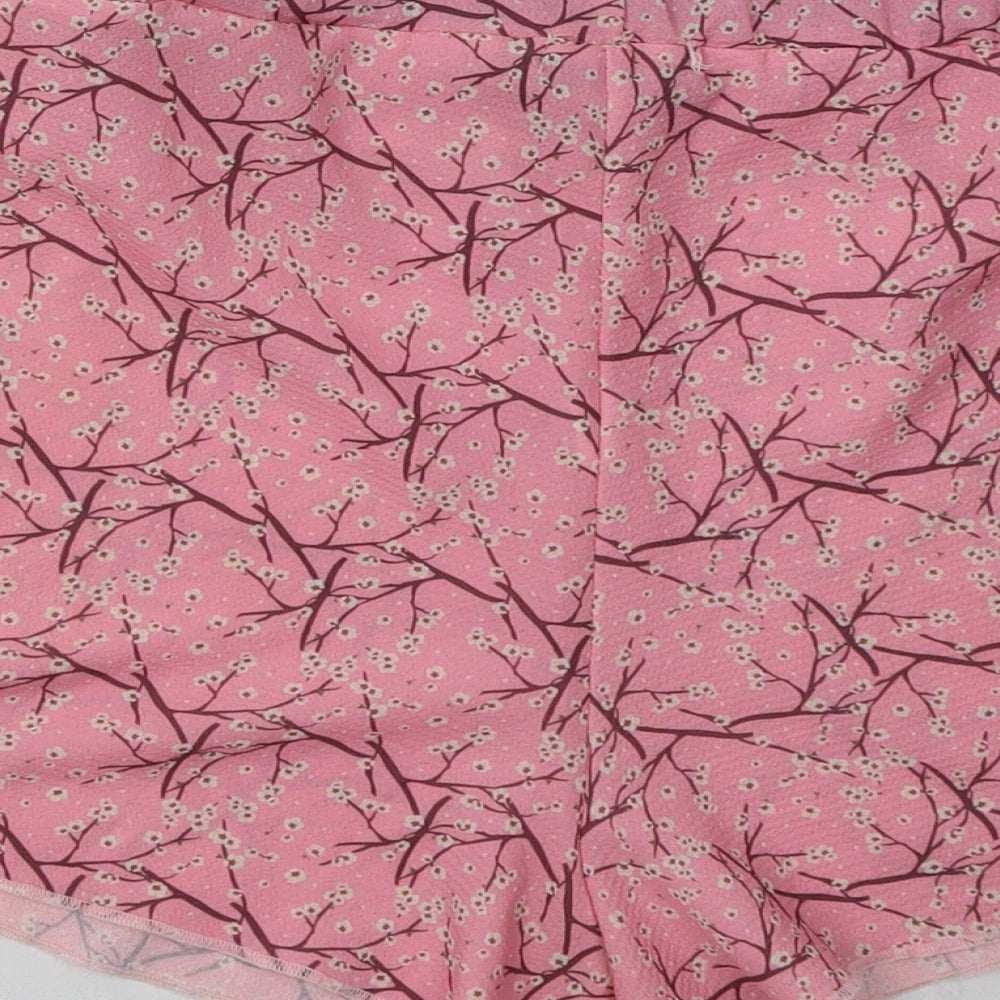 PRETTYLITTLETHING Womens Pink Geometric Polyester Cargo Shorts Size 10 L5 in Regular