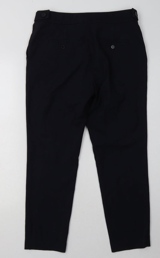 NEXT Womens Blue Polyester Trousers Size 10 L28 in Regular Hook & Eye