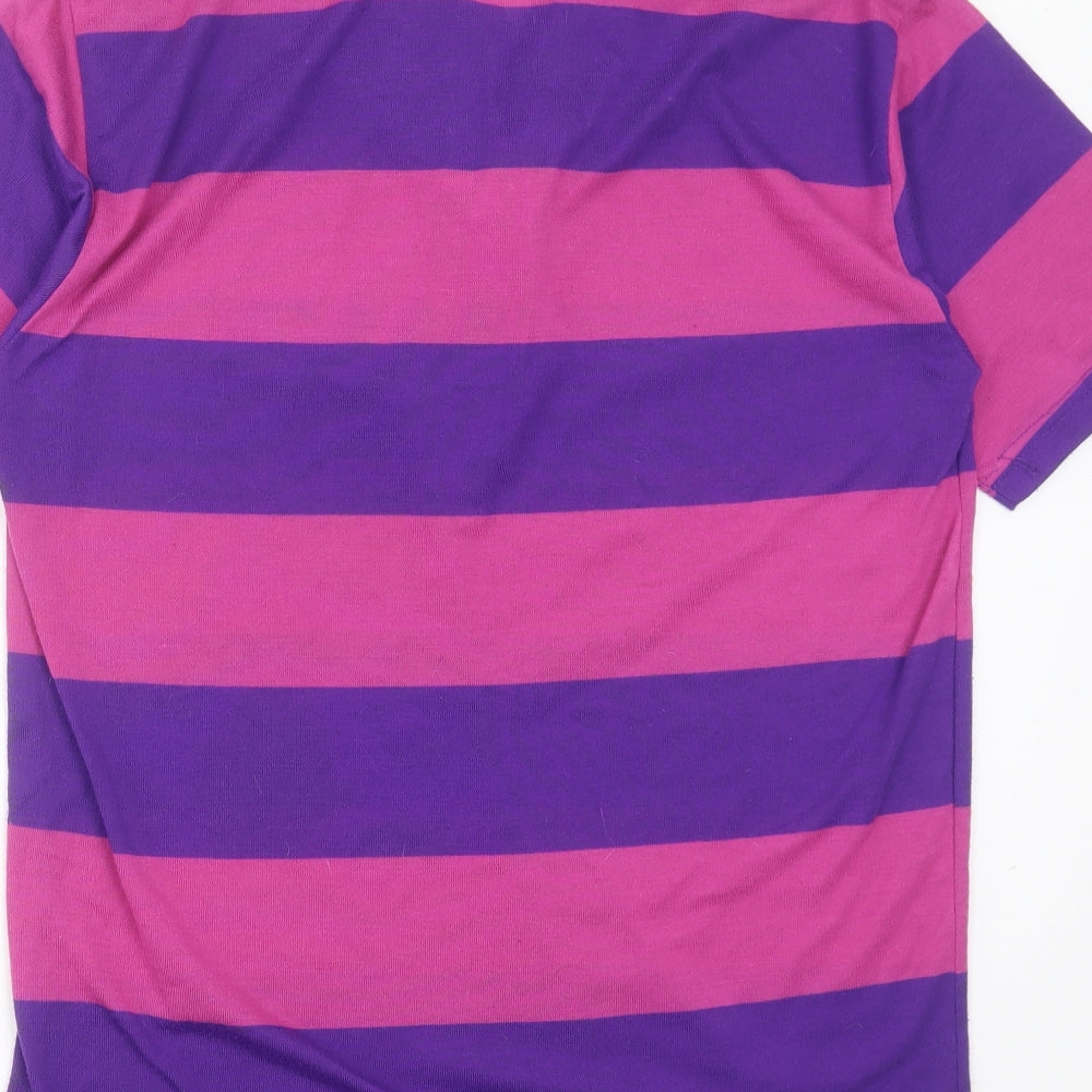 grapes Mens Purple Striped Cotton Polo Size L Collared