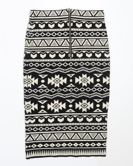 Atmosphere Womens Black Geometric Viscose Straight & Pencil Skirt Size 8